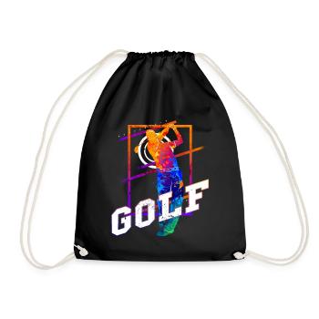 Golf Golfen Golfspieler Sport Hobby Club Vintage - Turnbeutel - Schwarz - Vorne