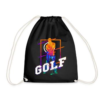 Golf Golfen Golfspieler Sport Hobby Club Vintage - Turnbeutel - Schwarz - Vorne