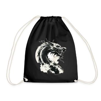 Dragon Fantasy Magic Mysticism Creature Animal Vintage - Drawstring Bag - black - Front