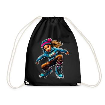 Cooles Girl Graffiti Hip Hop Rap Skater Musik - Turnbeutel - Schwarz - Vorne