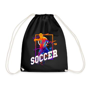 Soccer Soccer Player Striker Fan Colorful - Drawstring Bag - black - Front