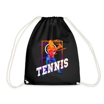 Tennis Tennis Player Woman Sport Match Club Fan - Drawstring Bag - black - Front