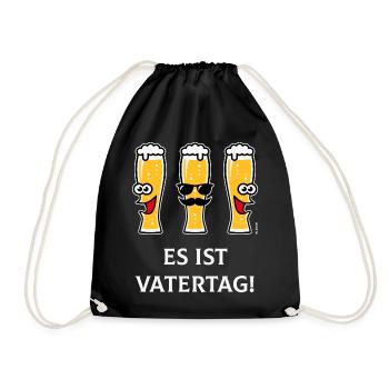 Es Ist Vatertag! (3 Biergläser / Bier / 4C) - Turnbeutel - Schwarz - Vorne