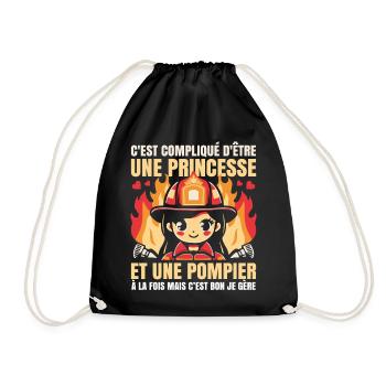 Princesse et Pompier À la Fois Femme Pompier Drôle - Sac de sport léger - noir - Devant