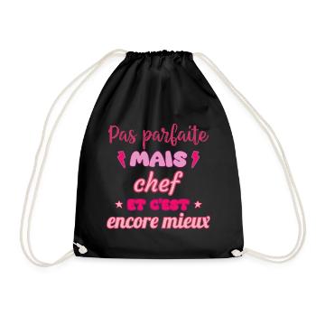 Pas parfaite mais chef,idée cadeau,cheffe,cuisine - Sac de sport léger - noir - Devant