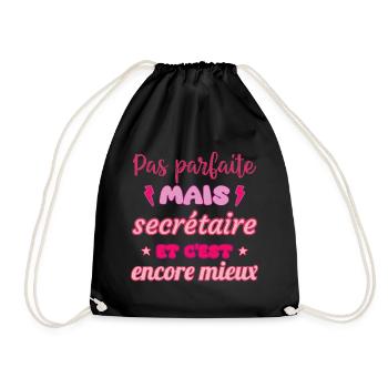 Pas parfaite mais secrétaire, idée cadeau collègue - Sac de sport léger - noir - Devant