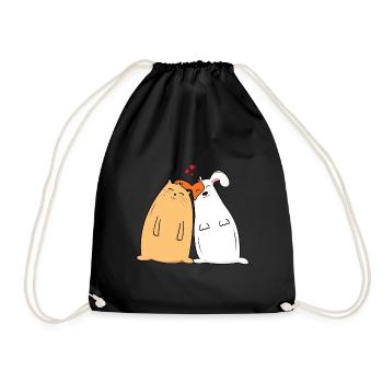 In love! Dog and cat are in love. - Drawstring Bag - black - Front