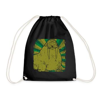 Animal welfare walrus seal - Drawstring Bag - black - Front