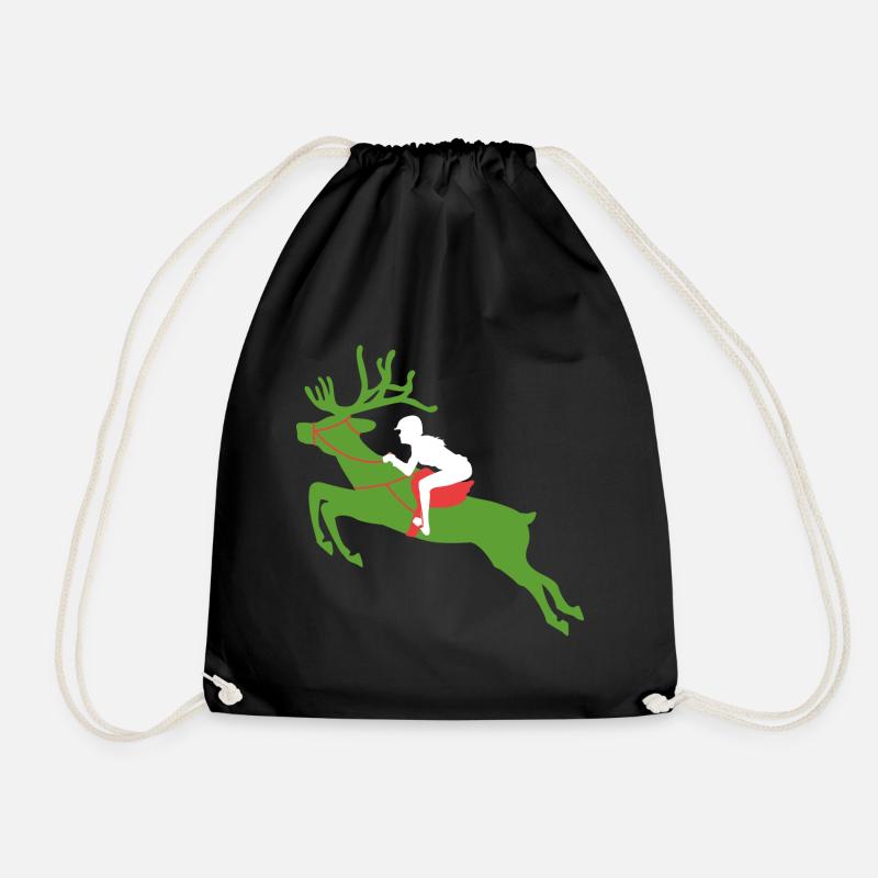 Reiten Weihnachten Rentier - Turnbeutel - Schwarz