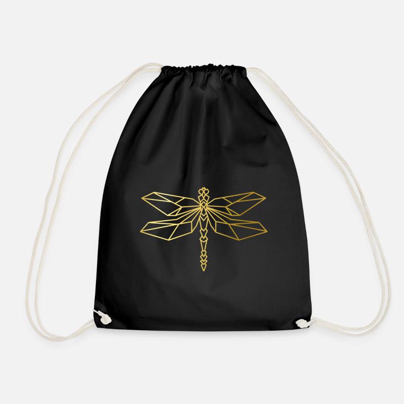 Cooles goldene Libellen Design! - Turnbeutel - Schwarz