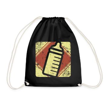Babyflasche Babysitter Geschenk - Turnbeutel - Schwarz - Vorne