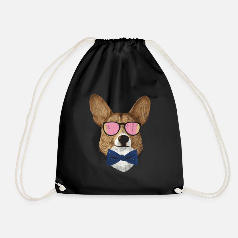 Corgi Hipster - Turnbeutel - Schwarz