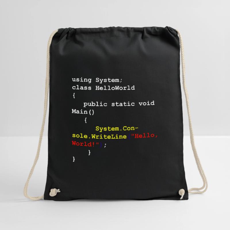 Hello World C # Sharp developer program gift Drawstring Bag