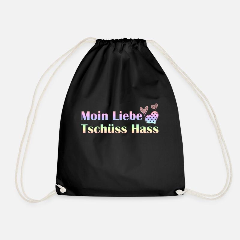 Moin Liebe, Tschüss Hass Herz romantisch Geschenk - Turnbeutel - Schwarz