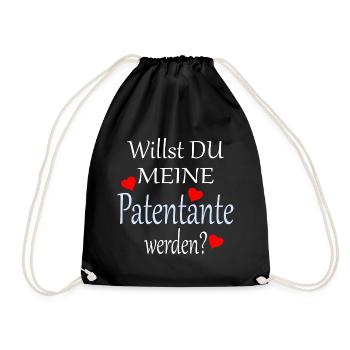 frage willst du meine Patentante sein - Turnbeutel - Schwarz - Vorne