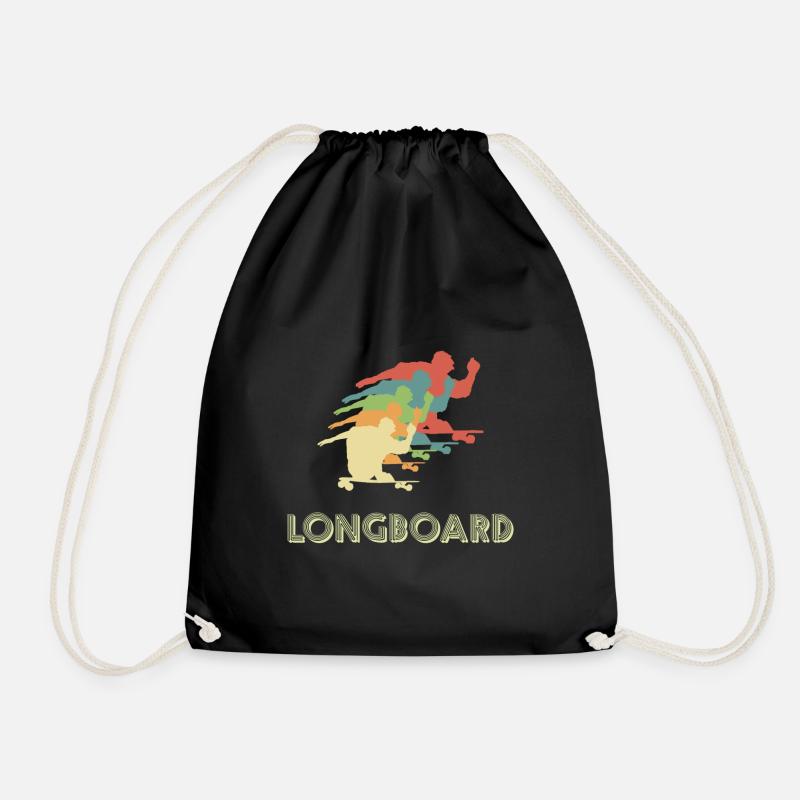 Longboard Longboarder - Drawstring Bag - black
