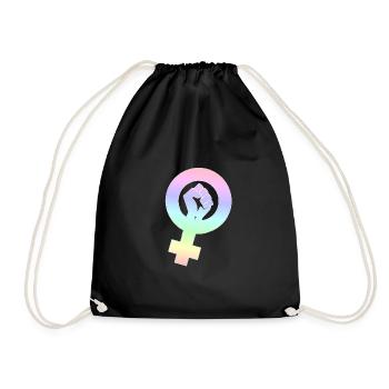 Feminism | Sexism feminine woman gender gift - Drawstring Bag - black - Front