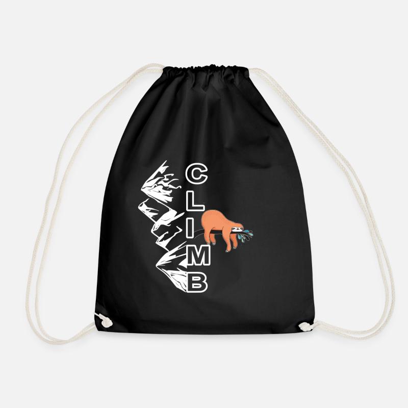 Climb sloth - climbing, bouldering, mountain - Drawstring Bag - black