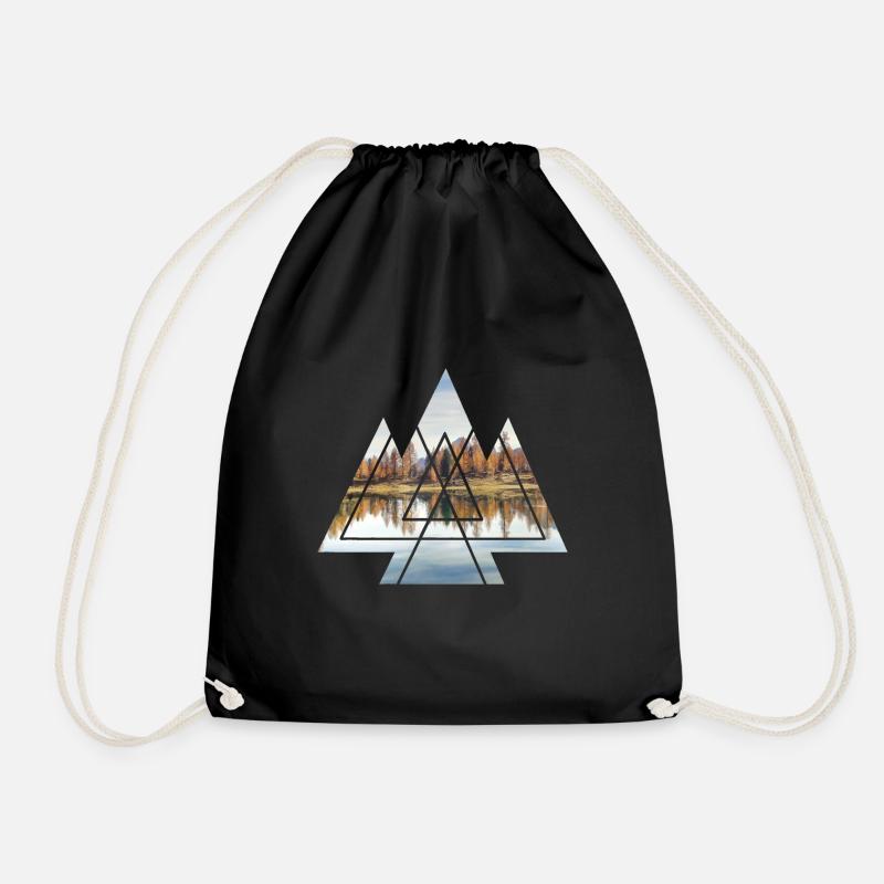 Landscape nature outdoor geometry - Drawstring Bag - black