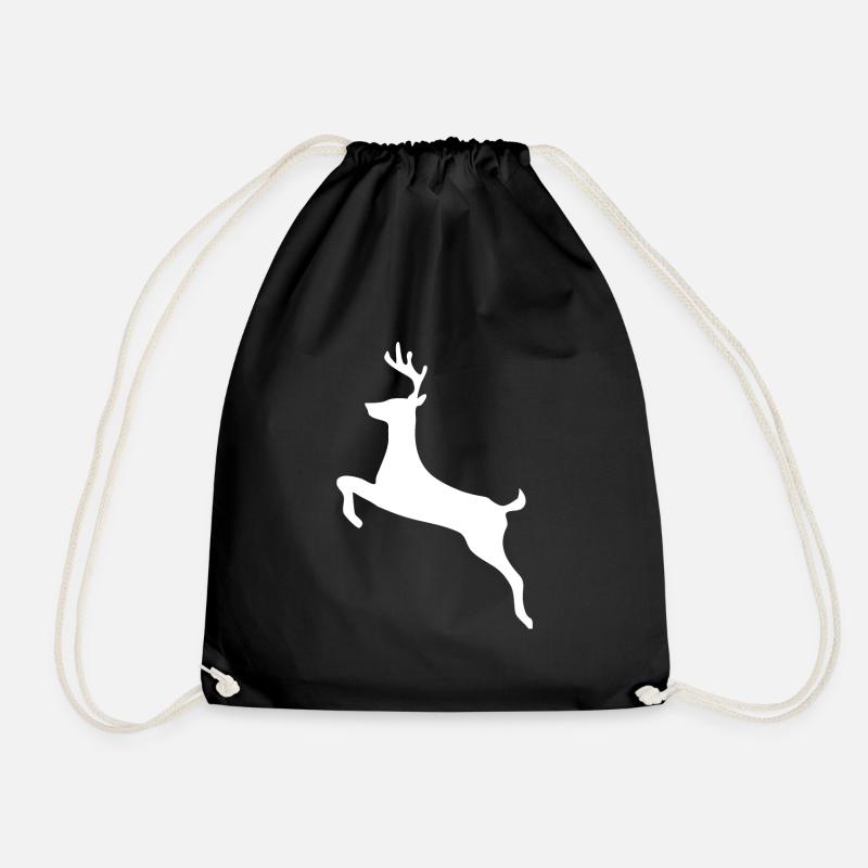 Hirsch Winter Motiv Weihnachten Geschenk TShirt - Turnbeutel - Schwarz