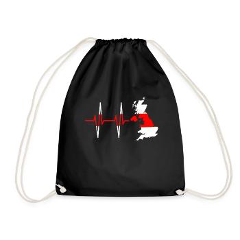 Heartbeat England - Pulse, English, Gift - Drawstring Bag - black - Front