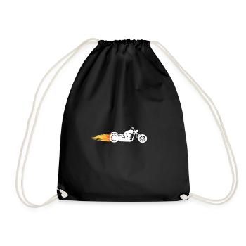 Hellbike, motorcycle with flames for all bikers - Drawstring Bag - black - Front