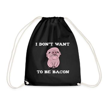 Animal welfare vegan vegetarian animal love pig fan - Drawstring Bag - black - Front