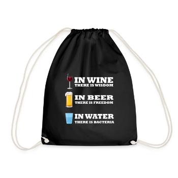 in wine Funny t-shirts beer and wine - Drawstring Bag - black - Front