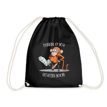 Accident crutches Get well soon gift idea - Drawstring Bag - black - Front