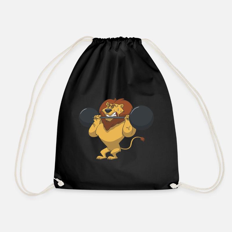 Gewichtheben Löwe Kraft Geschenk Idee - Turnbeutel - Schwarz