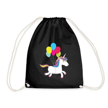 Unicorn takes off with balloons - Drawstring Bag - black - Front