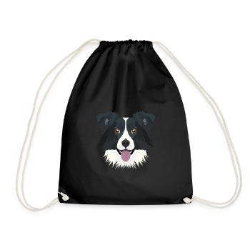 Illustration Border Collie - Turnbeutel - Schwarz - Vorne