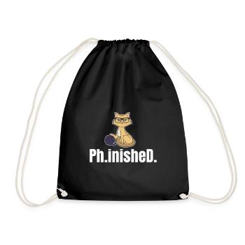 Finished Ph.D. Gift - Drawstring Bag - black - Front