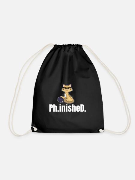 Finished Ph.D. Gift - Drawstring Bag - black