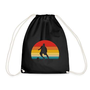Football Player Retro Style Silhouette Gift - Drawstring Bag - black - Front