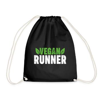 Cadeau sportif Vegan Runner Run Marathon - Sac de sport léger - noir - Devant