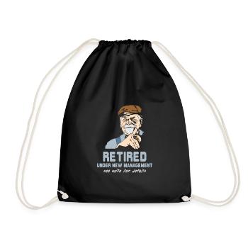 Retired Under New Management Wife Gift - Drawstring Bag - black - Front