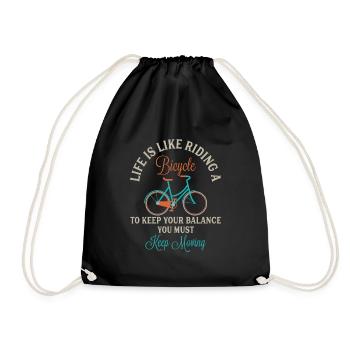 Bicycle Motivation Spruch Fahrrad Geschenk - Turnbeutel - Schwarz - Vorne