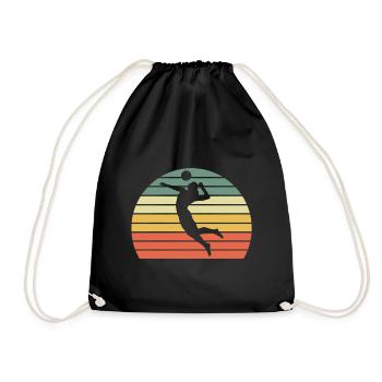 Volleyball Sprung Spike Silhouette Geschenk - Turnbeutel - Schwarz - Vorne