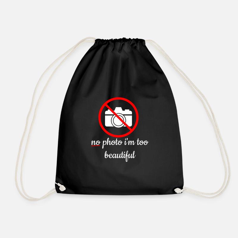 No photo im to beautiful Geschenk Geschenkidee - Turnbeutel - Schwarz