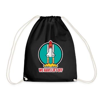 Space Space Shuttle Have lift off ladies mens - Drawstring Bag - black - Front
