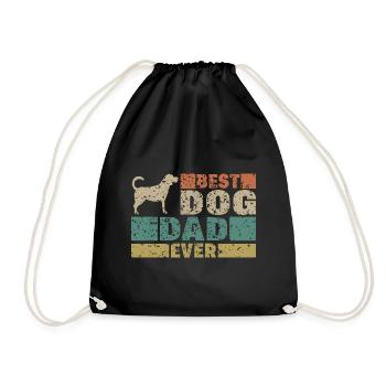 Best Dog Dad ever Vater Spruch Geschenk - Turnbeutel - Schwarz - Vorne