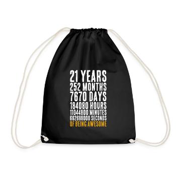 21 years old math saying birthday gift - Drawstring Bag - black - Front