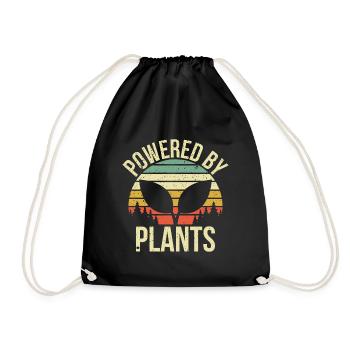 Powered by Plants Geschenk - Turnbeutel - Schwarz - Vorne