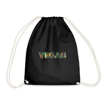 Vegan - Turnbeutel - Schwarz - Vorne