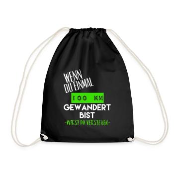 Ultra Wandern 100 km lustige Sprüche Geschenk - Turnbeutel - Schwarz - Vorne