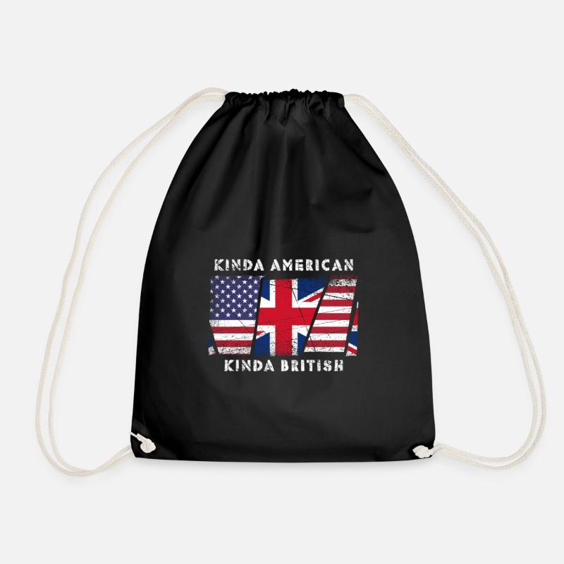 Kinda American Kinda British - Drawstring Bag - black