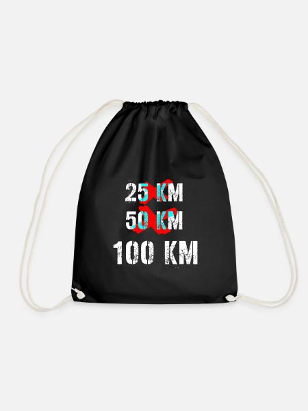 100 km hiking running - Drawstring Bag - black