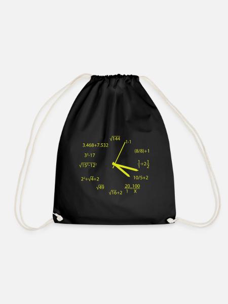 Mathe Uhrzeit Spass Schule Geschenk - Turnbeutel - Schwarz