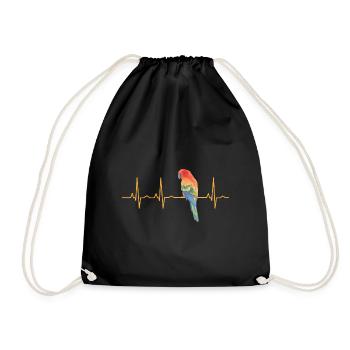 Parrot bird pulse rate gift - Drawstring Bag - black - Front